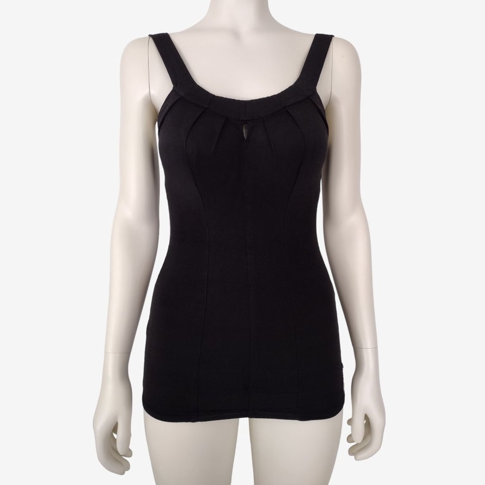 Vintage 1950s Jantzen Black Open Back Molded Cup Swimsuit Bathing Suit